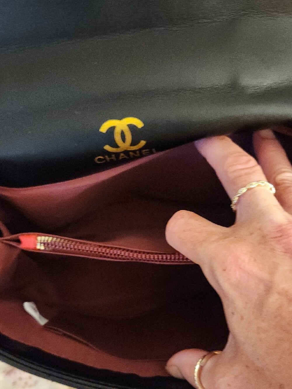 Black Quilted Top-Handle Shoulder Bag with Gold Chain Strap - Picture 3 of 7
